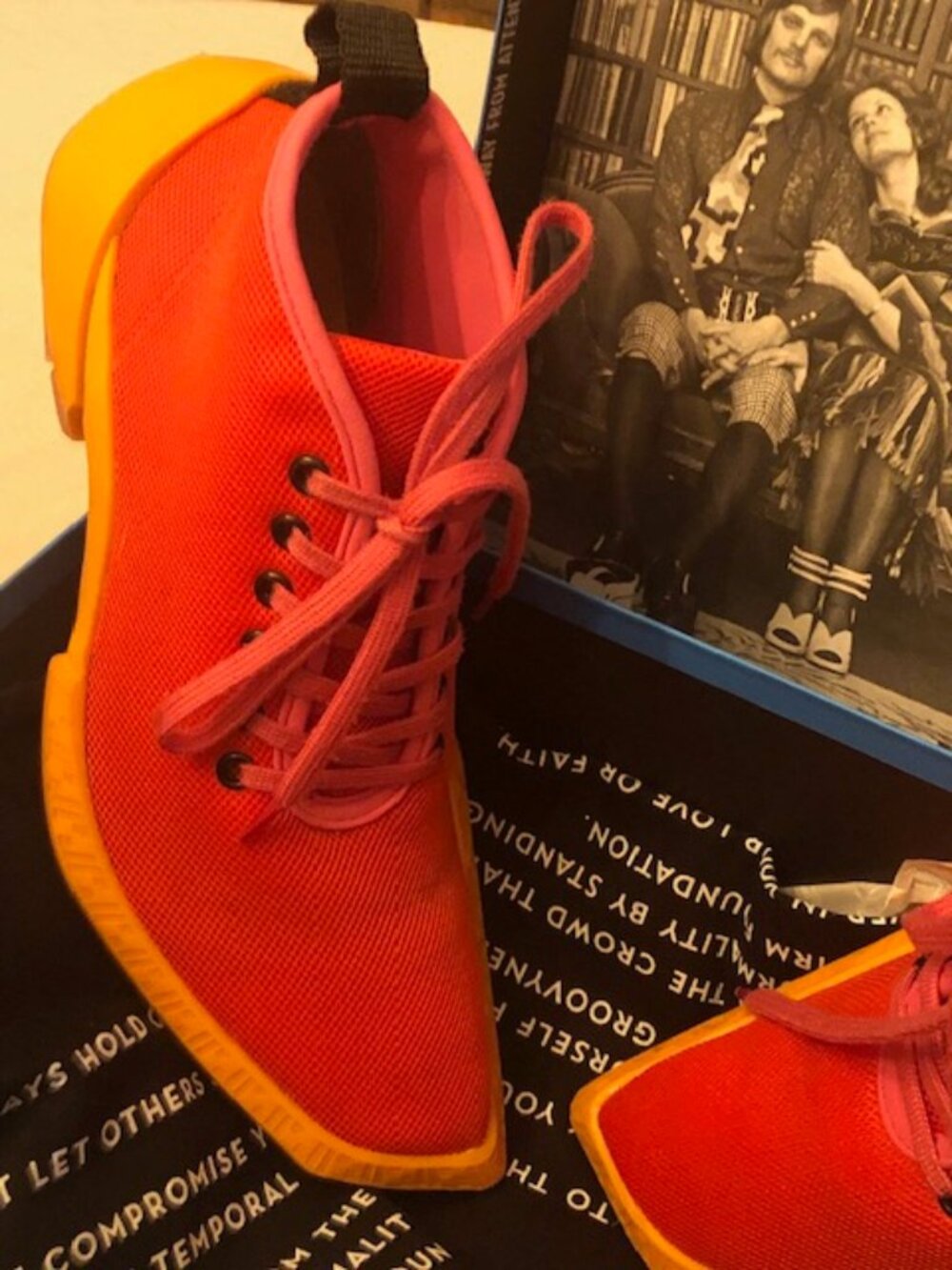 John Fluevog Vegan Orange Sneakers Women's Size 9, Men's Size 7